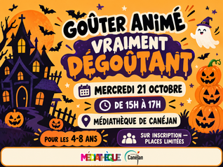 Goûter vraiment dégoutant d'Halloween à la Médiathèque ; mercredi 21 octobre de 15h à 17h