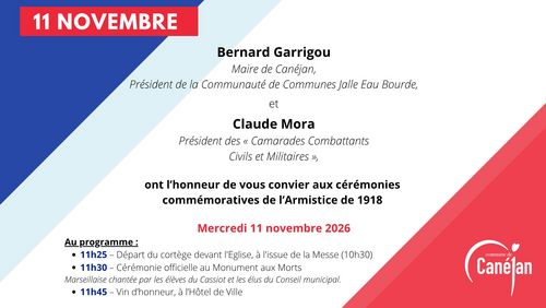 Invitation, cérémonie commémorative 11.11.2026