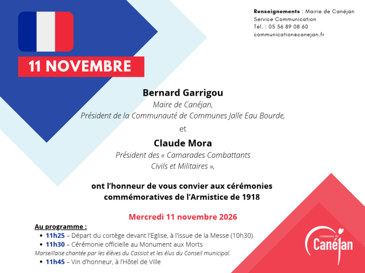 Invitation Cérémonie 11.11.2026 à partir de 11h25 place de la Libération