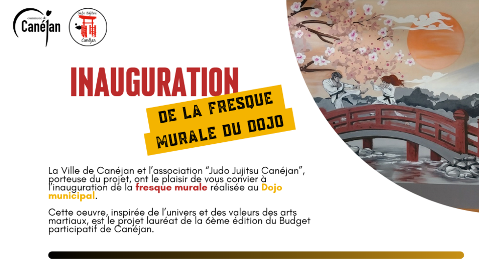 inauguration fresque murale ; projet lauréat du Prix <Jeunes du Budget participatif ; rendez-vous le samedi 20 juin à 11h30 au Dojo