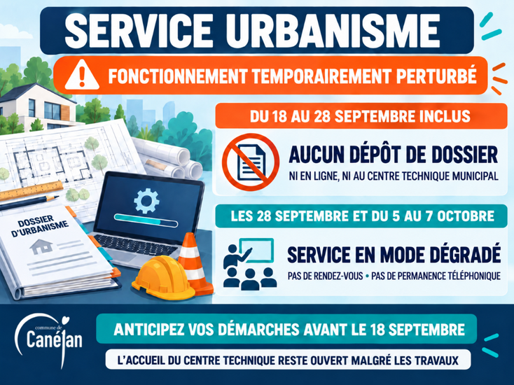 Modalités de fonctionnement du service urbanisme entre le 18 septembre et le 7 octobre