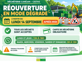 Modalités de réouverture de la déchèterie en mode dégradé à compter du 14 septembre