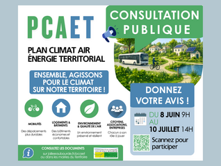 consultation publique PCAET du 8 juin au 10 juillet, en mairie et en ligne