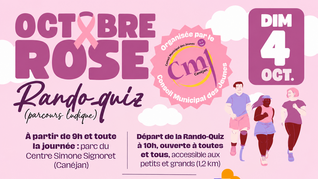 Octobre Rose ; rando-quiz du CMJ ; départ à 10h le 4 octobre ; parc du centre Simone Signoret