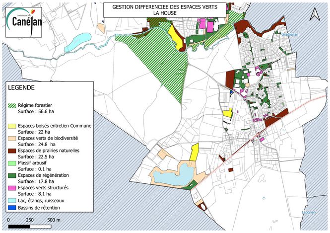 Cartographie de La House - Gestion différenciée des espaces