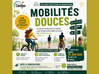 Ateliers participatifs mobilités ; diagnostic mobilités douces, appel à candidatures, première réunion 20 juin de 10h à 12h en mairie