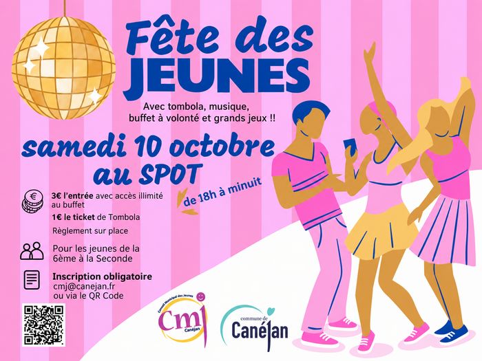 Fête du CMJ, samedi 10 octobre de 18h à minuit, au SPOT. Inscription par qr code